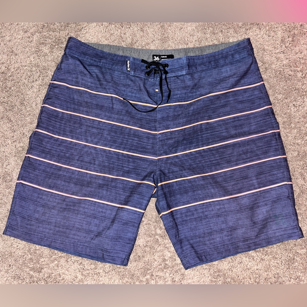 Hurley navy blue with orange Stripes Board Shorts swim